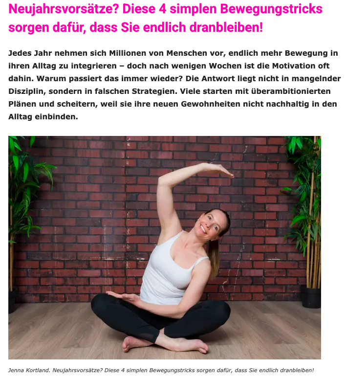 Neujahrsvorsätze und Bewegungstricks